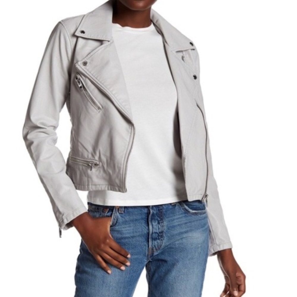 Blank NYC Gray Leather Moto Jacket